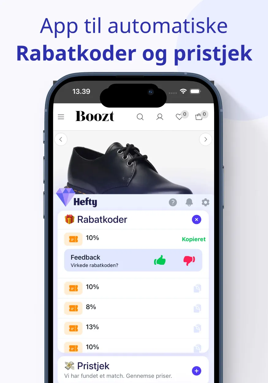 HeftyApp - Automatisk rabatkode og pristjek